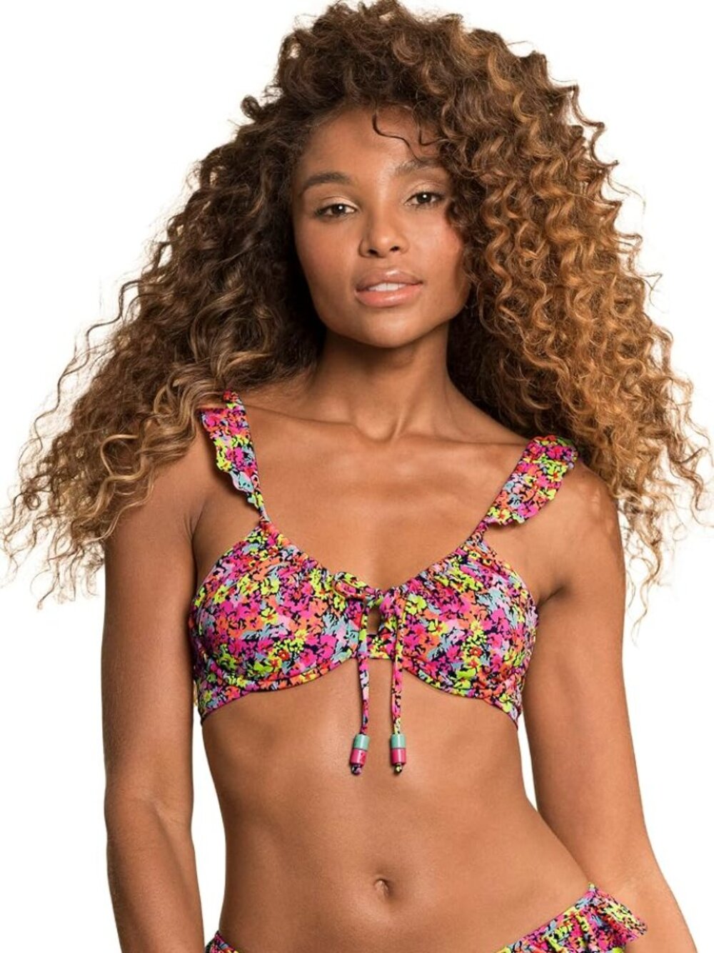Maaji Monet Rainbow Floral Reversible Bandeau Bikini Top